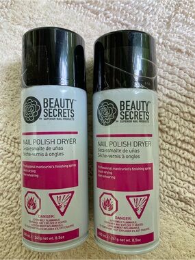 S/2 Beauty Secrets Nail Polish Dryer Finishing Spray NEW